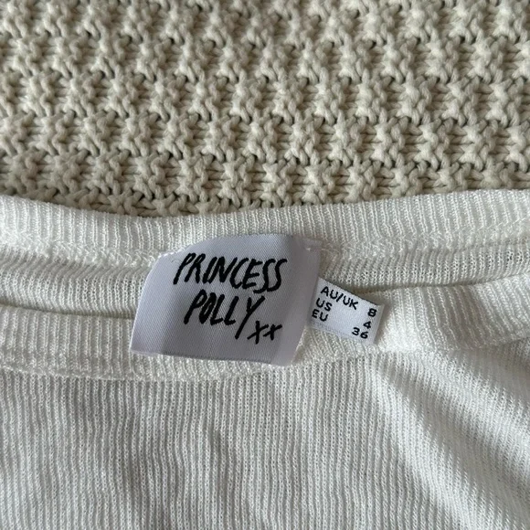 Women's White Ruched Long Sleeve Top - Picture 4 of 4